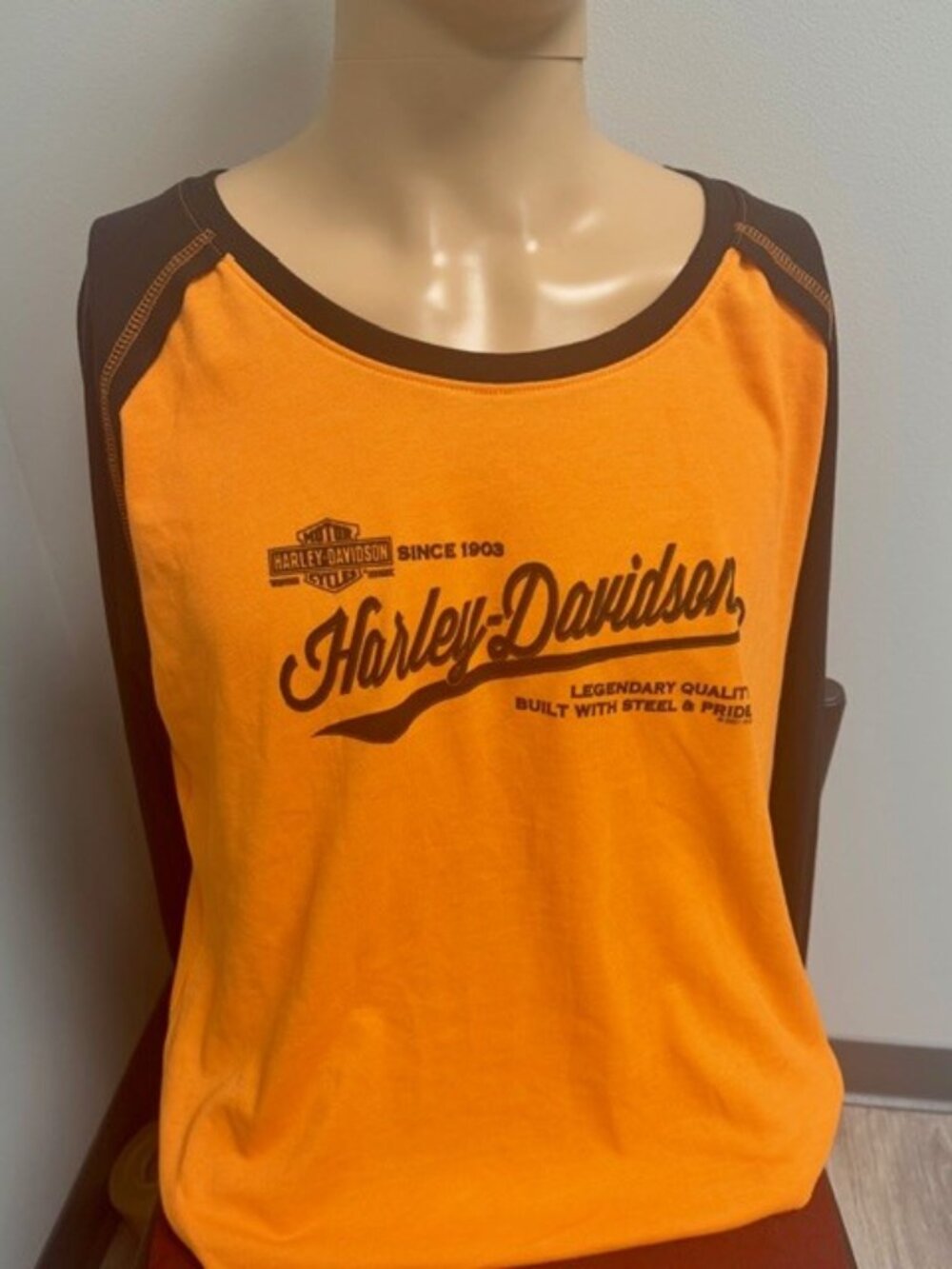 Harley-Davidson Women's Recoil Long Sleeve Raglan Tee Orange Black XXL NWOT